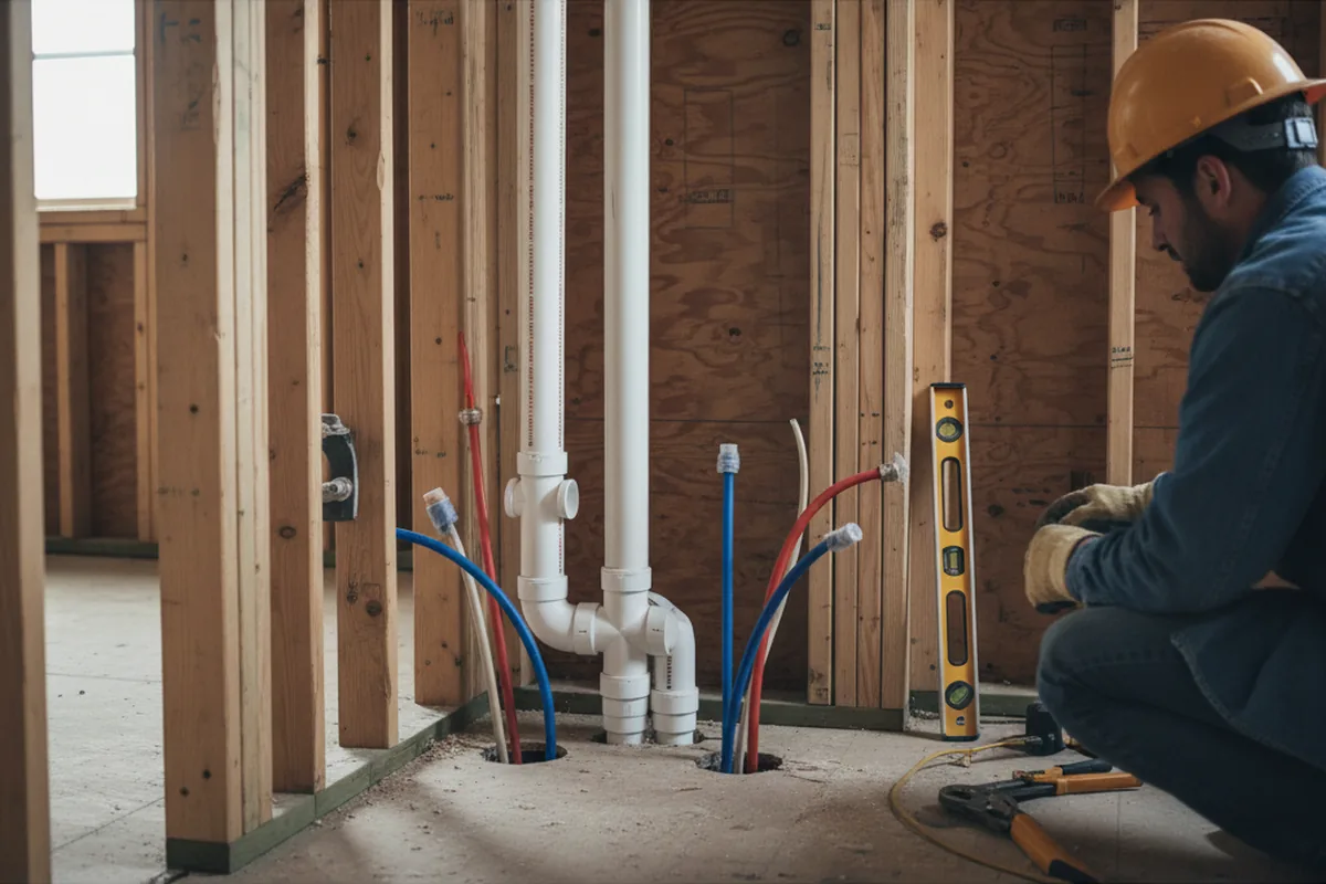 Drain and supply rough-in during Sump Pump Repair in San Pedro